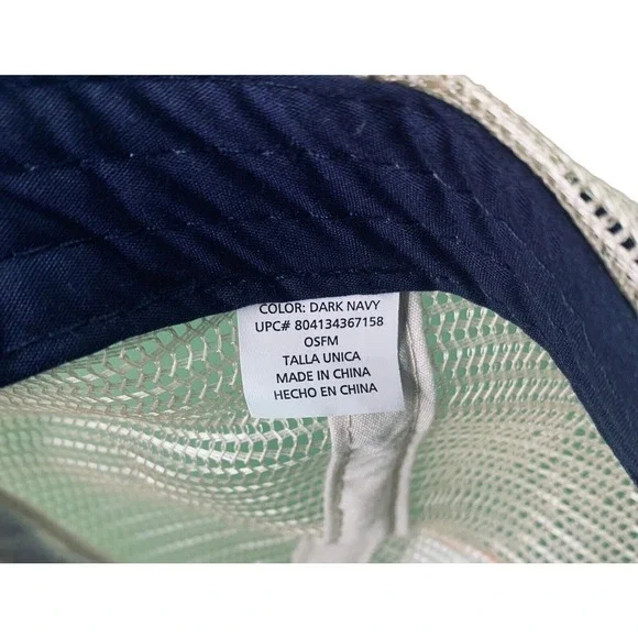 Acid Washed Mesh Twill Cap Adjustable Snapback Hat Baseball Blue Beige - Picture 6 of 6